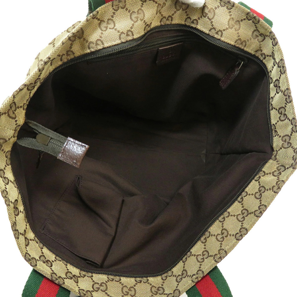 Gucci GG Bag Canvas Tote Web Brown - Picture 5 of 11